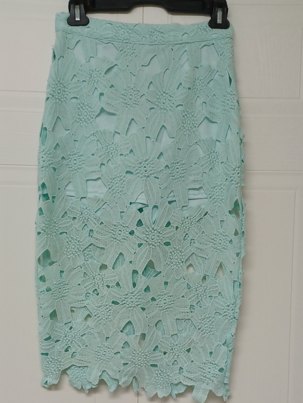Nameless Mint Crochet Lace Pencil Skirt-Shorts